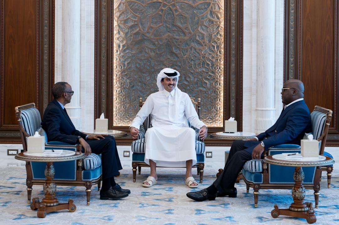 Perezida Kagame na mugenzi we Tshisekedi bahuriye i Doha mu buryo butunguranye