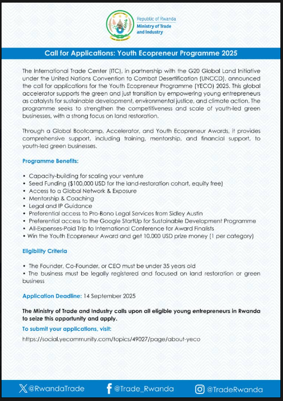 Amahirwe ya zahabu ku rubyiruko rw’abahinzi n’abashoramari bita ku kubungabunga Ubutaka